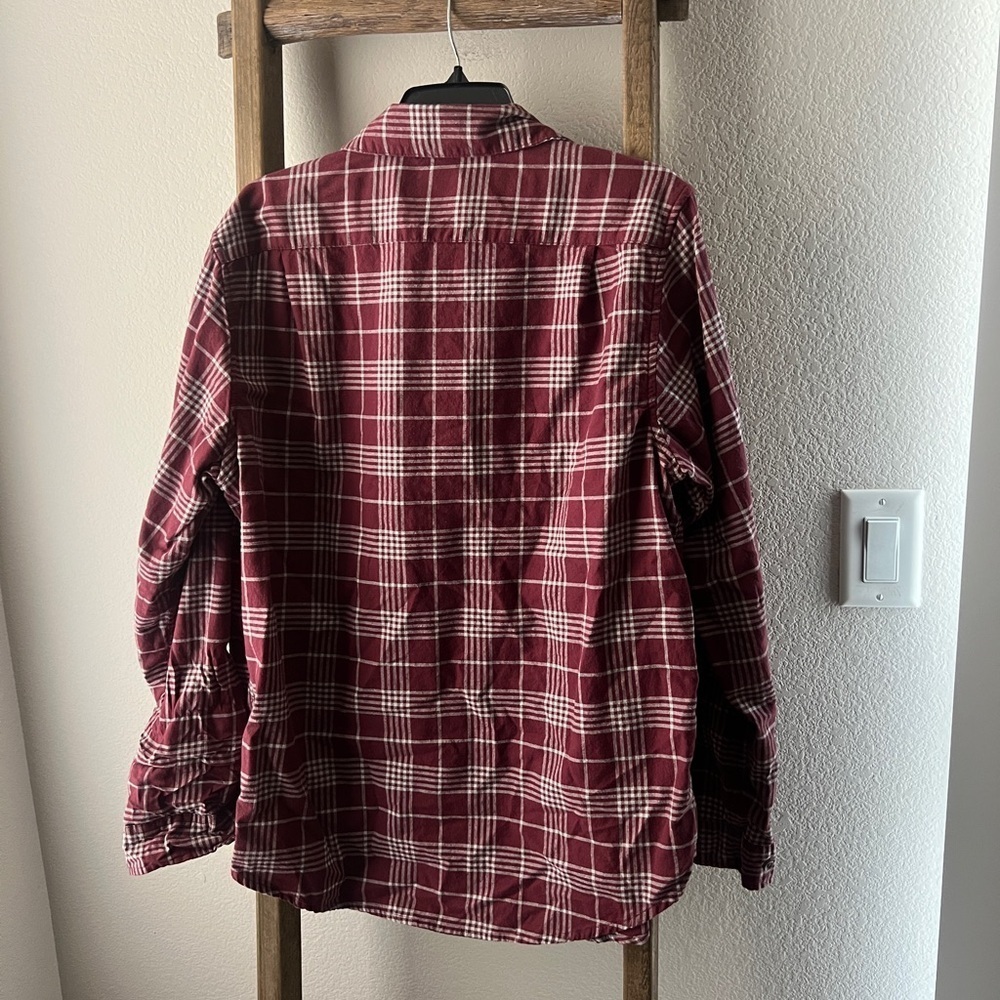 GOODFELLOW - men’s Burgundy Plaid Cotton Shirt size L - Picture 2 of 4